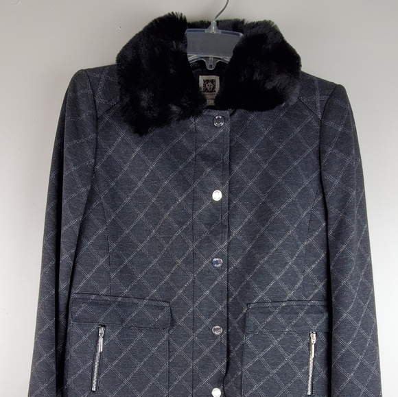 Anne Klein Blazer Jacket Gray Black Small - Picture 1 of 7